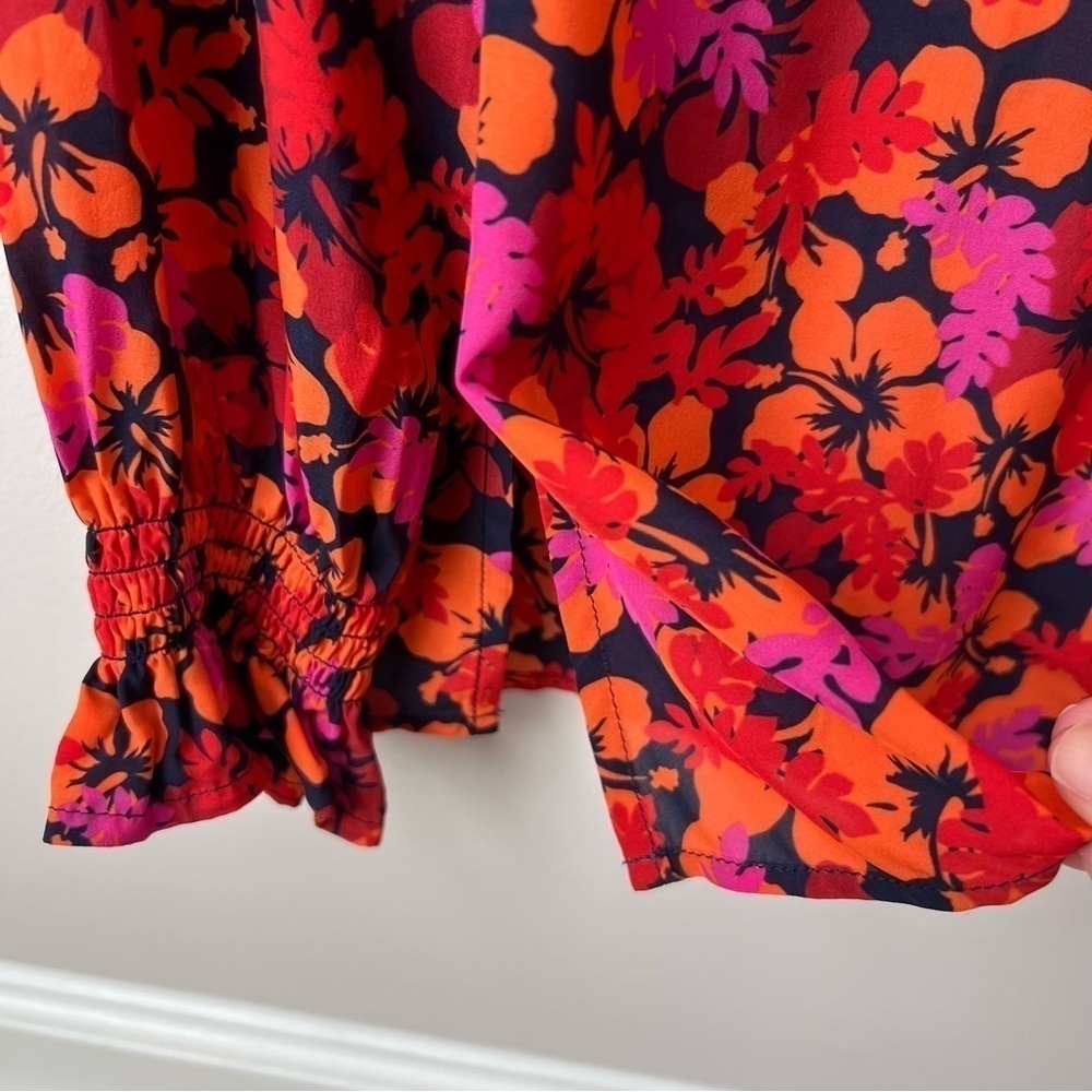 Derek Lam 10 Crosby Aria Floral Tassels Tie Blouse Lightweight Boho Multi Sz 2 - Picture 7 of 12